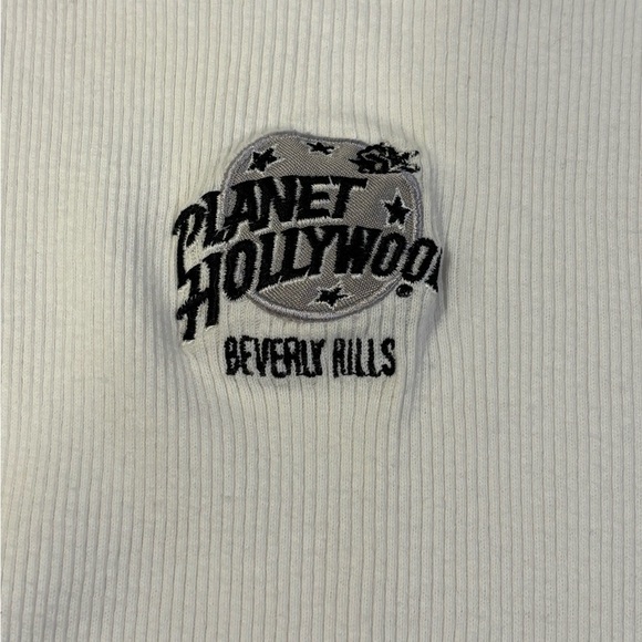Vintage Planet Hollywood Beverly Hills Ribbed Tank Top White Size Large - Picture 5 of 6